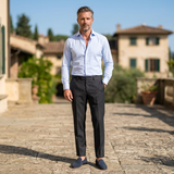 Lardini Trousers in Fresco Wool - Size 52 - Navy Blue