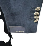 Lardini - Giacca Doppiopetto in Cotone e Lino Chevron - Blu, immagine 4