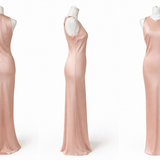 Powder pink satin long dress
