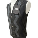 Alpha Studio – Gilet in Lana Merinos Extrafine con Motivo a Zig-Zag – Grigio Scuro, immagine 5