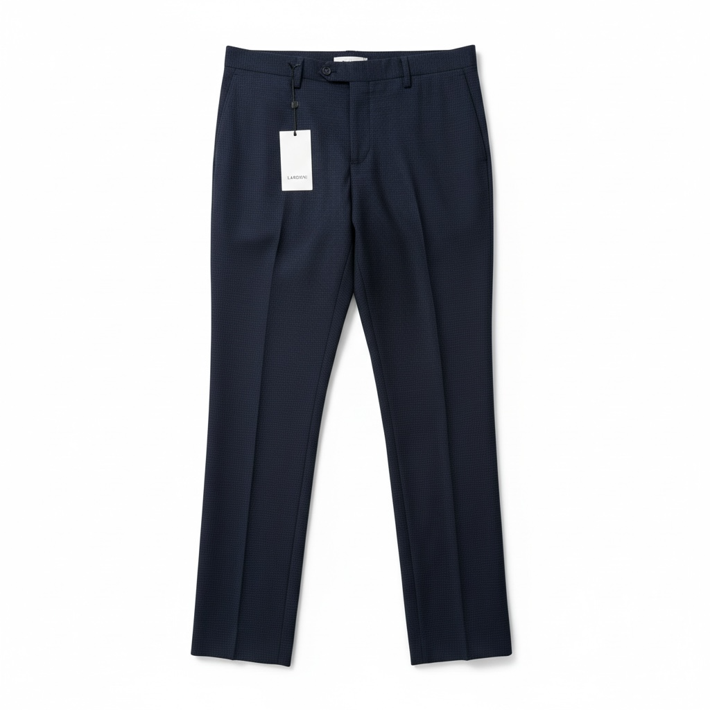 Lardini Tailored Trousers in Wool and Technical Fabric - Navy Blue
