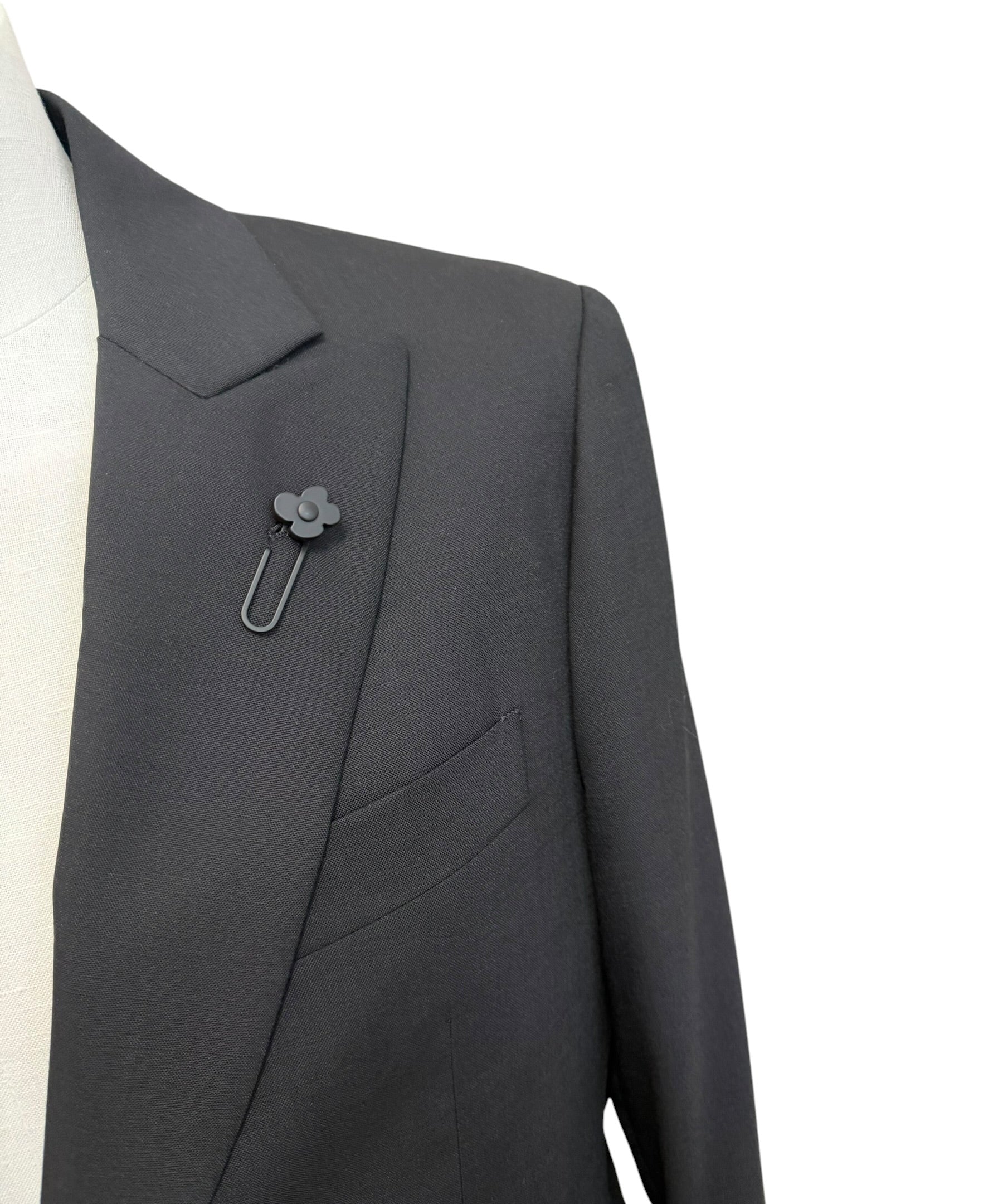 Lardini Sartorial Suit - Black Fresco Wool size 50