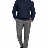 Maglione Uomo Alpha Studio Blu Navy a Trecce in Lana e Cashmere Made in Italy