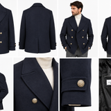 Cappotto Uomo Doppiopetto Blu Navy con Bottoni Gioiello – Stilosophy Ernest