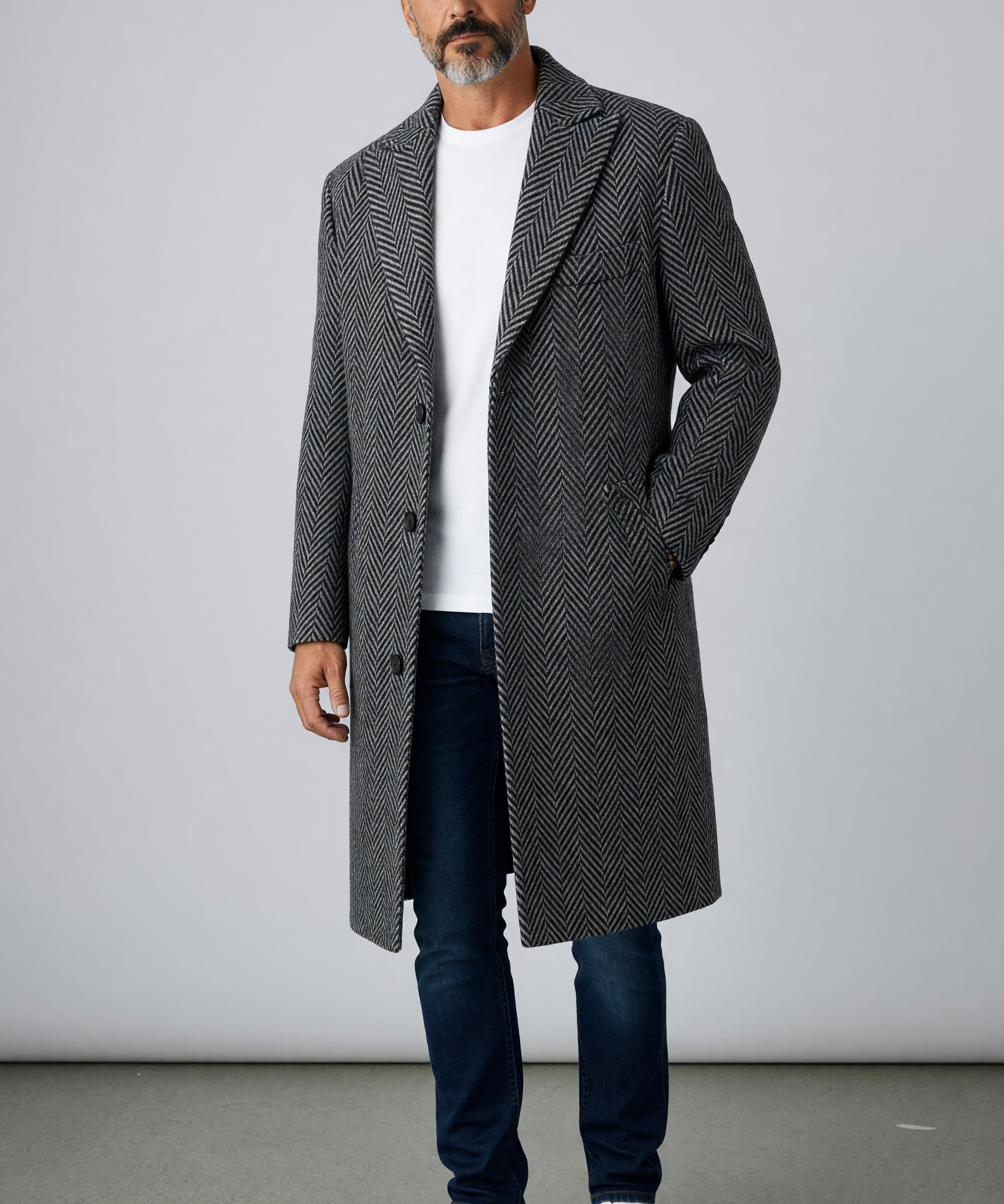 Barba Napoli Cappotto Spiegato in Pura Lana Spcontento Grigio e Blu