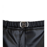 Elisabetta Franchi faux leather shorts with logo belt