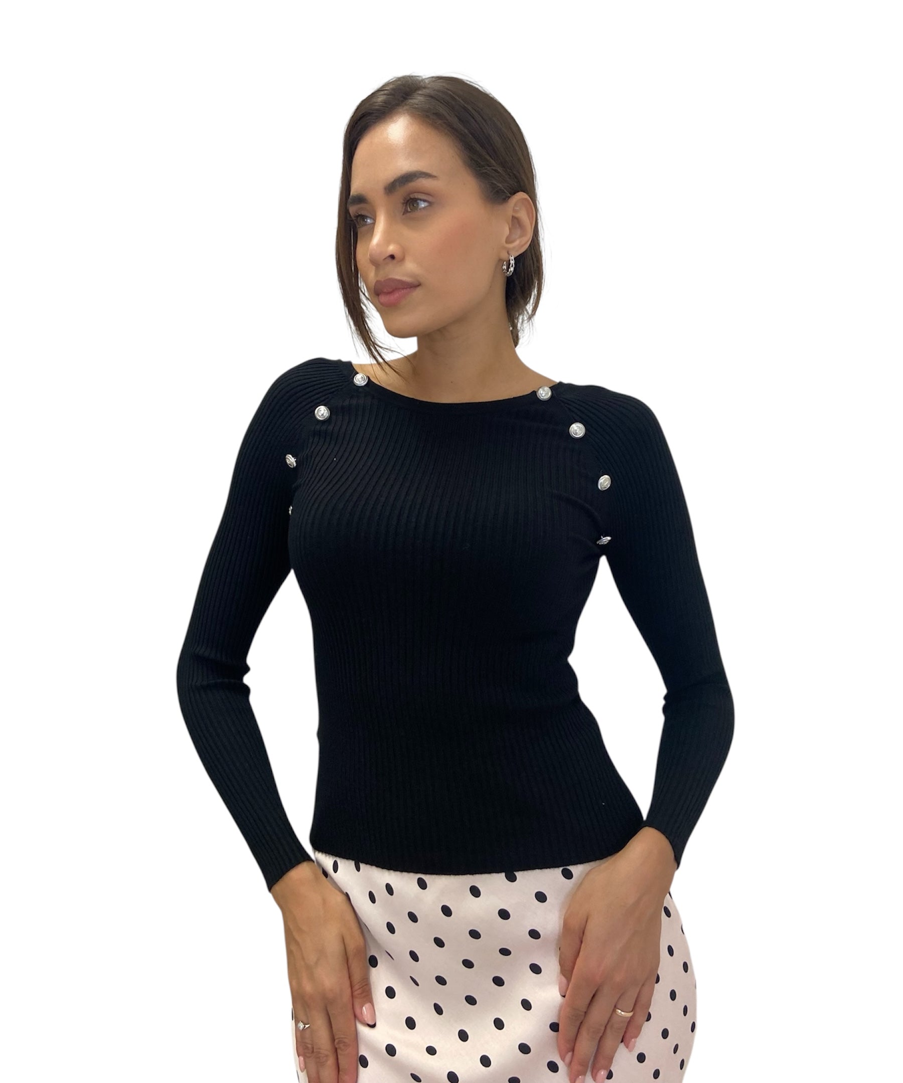 Ribbed knit top with buttons – Vicolo