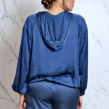 Satin hooded shirt