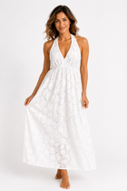 Abito Lungo Halter in Pizzo