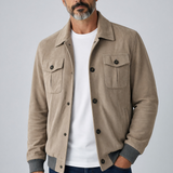 Barba Napoli – Giubbotto Bomber in Vera Pelle Scamosciata (Camoscio) – Beige Sabbia / Tortora
