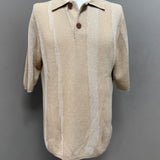 Polo Uomo Alpha Studio in Cotone e Canapa – Beige con Righe a Contrasto