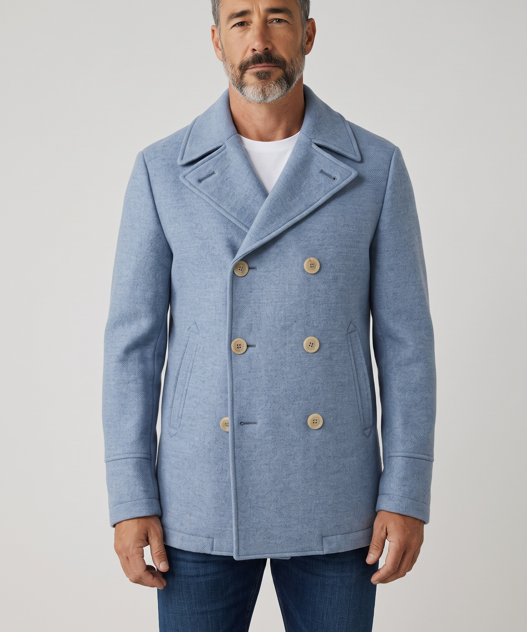 Caban Peacoat Uomo Camplin Rain Wool Island – Azzurro, immagine 2
