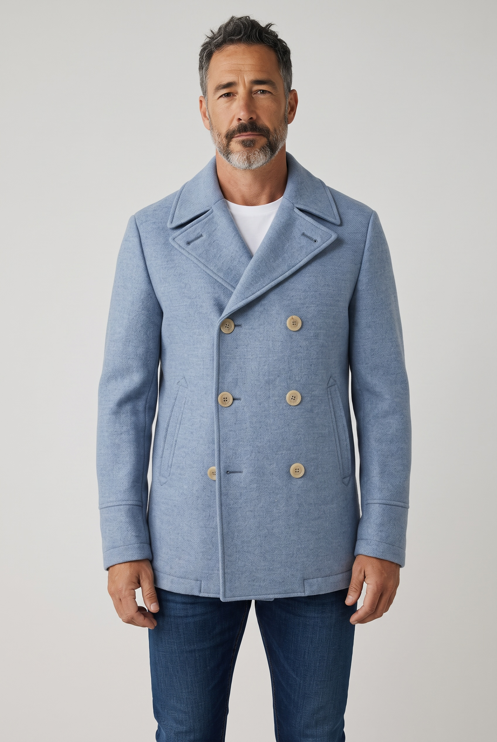 Caban Peacoat Uomo Camplin Rain Wool Island – Azzurro, immagine 2
