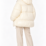 Piumino Vicolo Oversize in Vera Piuma con Cappuccio