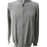 Kangra – Cardigan Full Zip in Puro Cotone Made in Italy – Grigio Chiaro Melange