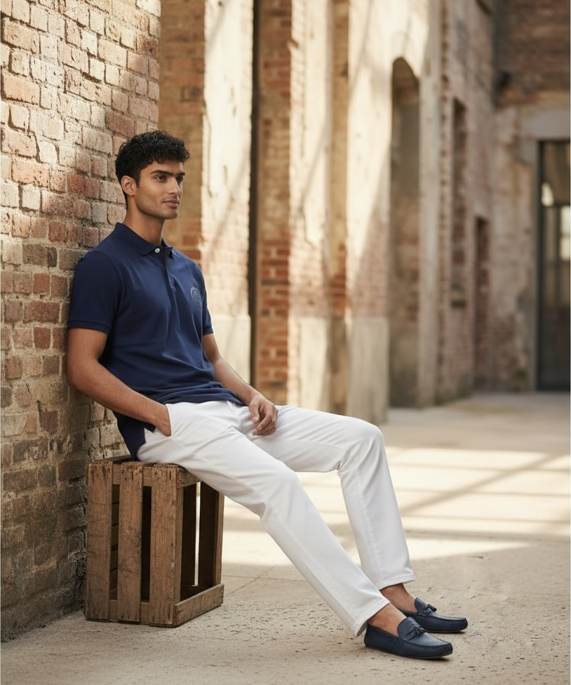 Aspesi Short Sleeve Polo Shirt - 100% Cotton Navy Blue