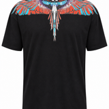 T-Shirt Uomo County of Milan Nera con Stampa Ali Multicolor