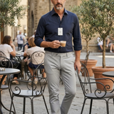 Xacus Tailor Fit Shirt - Navy Blue in Albini Stretch Fabric
