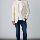 Lardini Giacca Monopetto in Misto Lana, Alpaca e Seta Crema