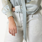 Malia Sage Green Satin Shirt with Scarf
