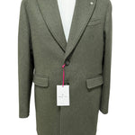 Manuel Ritz – Cappotto Monopetto in Misto Lana con Pin Rever – Verde Militare, immagine 8