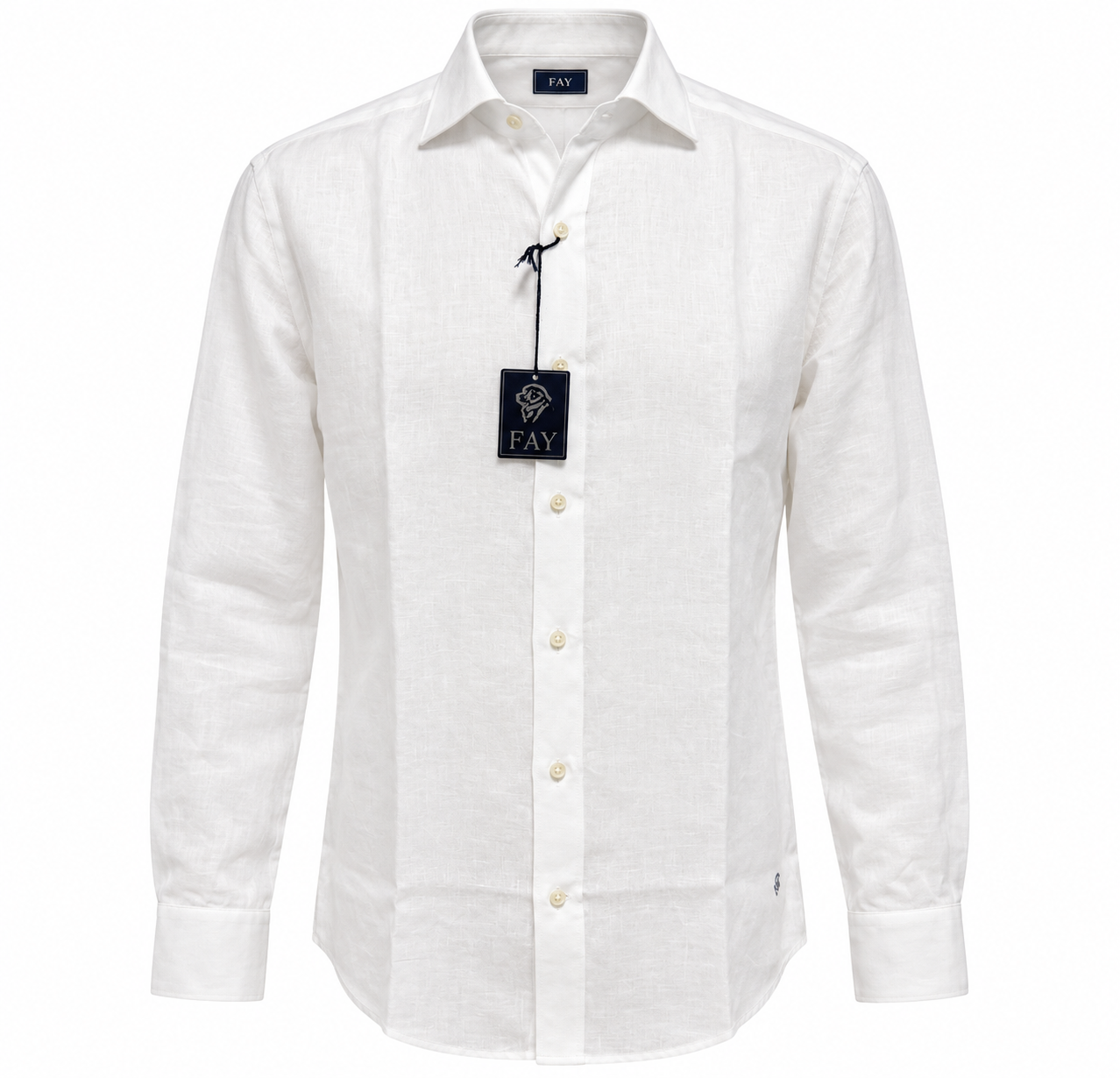 Fay – Camicia Uomo Bianca in 100% Lino a Maniche Lunghe