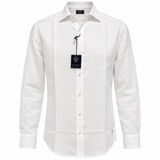 Fay – Camicia Uomo Bianca in 100% Lino a Maniche Lunghe