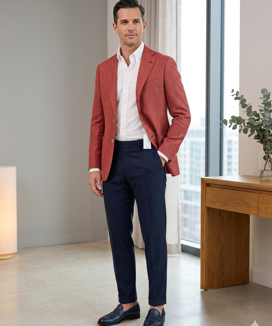 Barba Napoli Handmade Jacket - Linen, Silk and Wool - Mélange Red - Size 50
