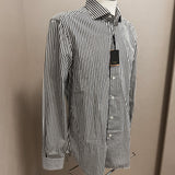 Camicia Barba Napoli "Culto" a Righe Bianco e Nero – 100% Cotone – Taglia XL (42)