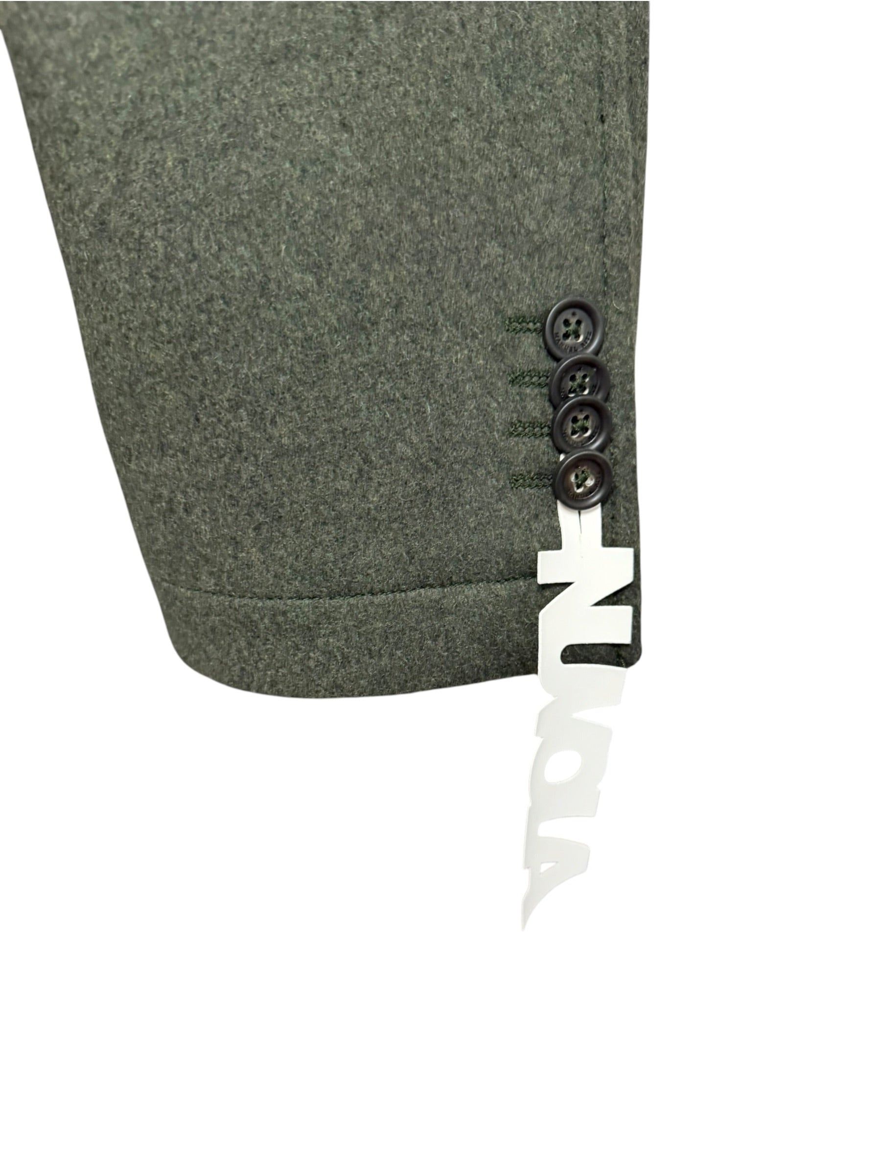 Manuel Ritz – Cappotto Monopetto in Misto Lana con Pin Rever – Verde Militare, immagine 5