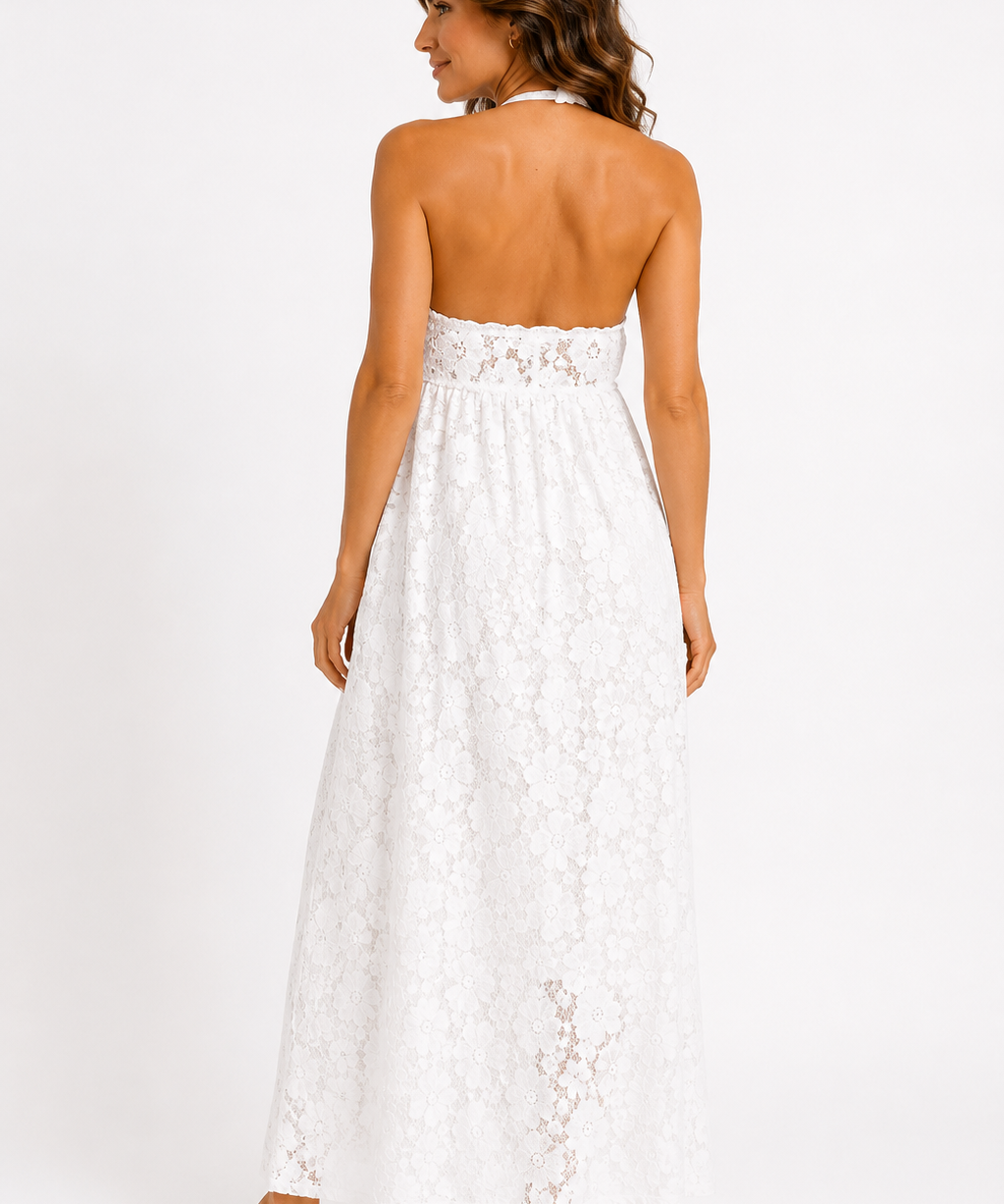 Long Halter Lace Dress