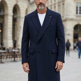 Lardini Double-Breasted Wool Coat - Midnight Blue