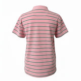 Pink striped stretch cotton polo shirt