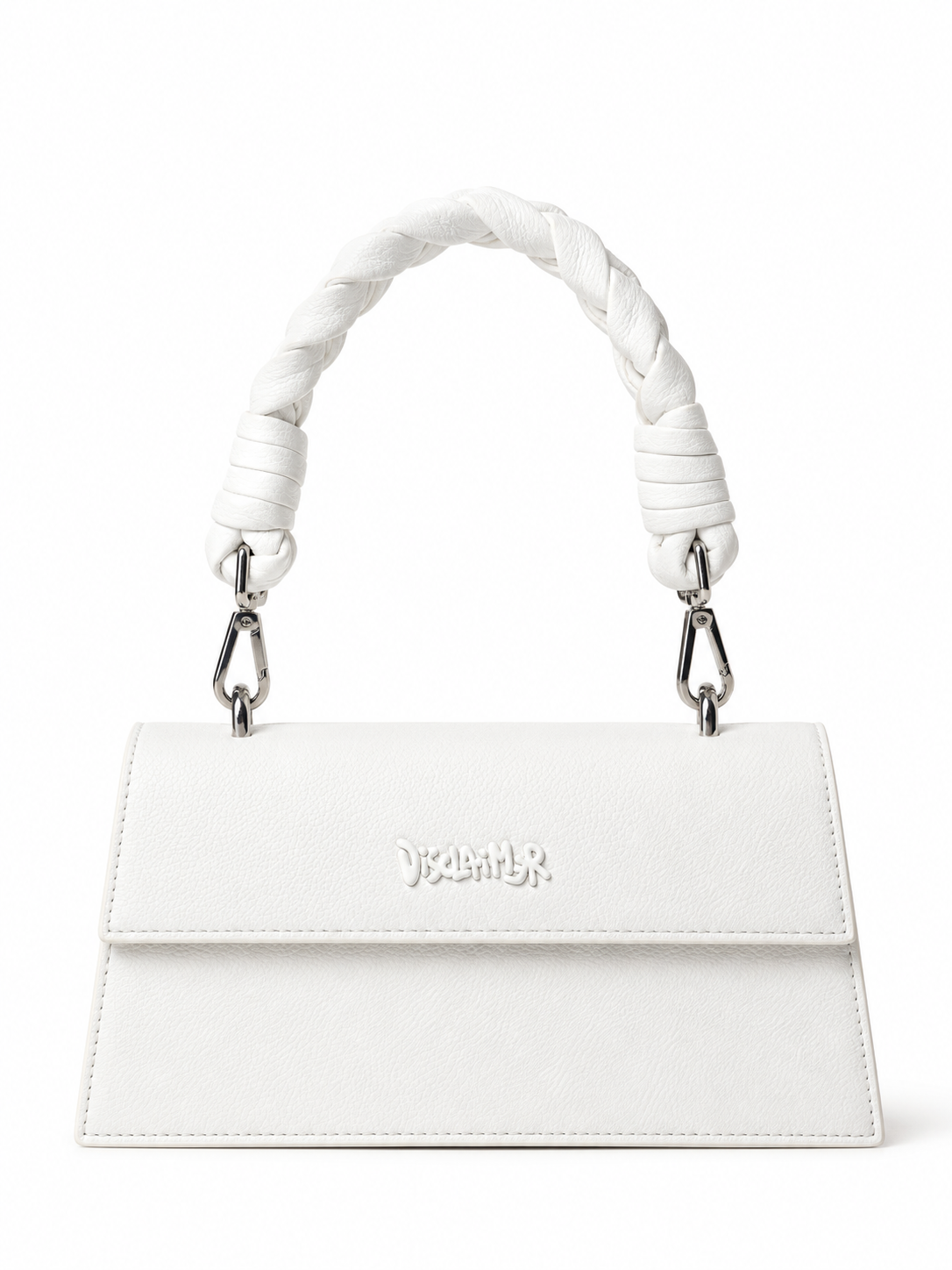 Borsa Mini Disclaimer in Pelle Sintetica con Manico Intrecciato, immagine 4