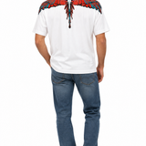 County of Milan – T-Shirt Uomo Bianca con Stampa Ali Multicolor in Cotone