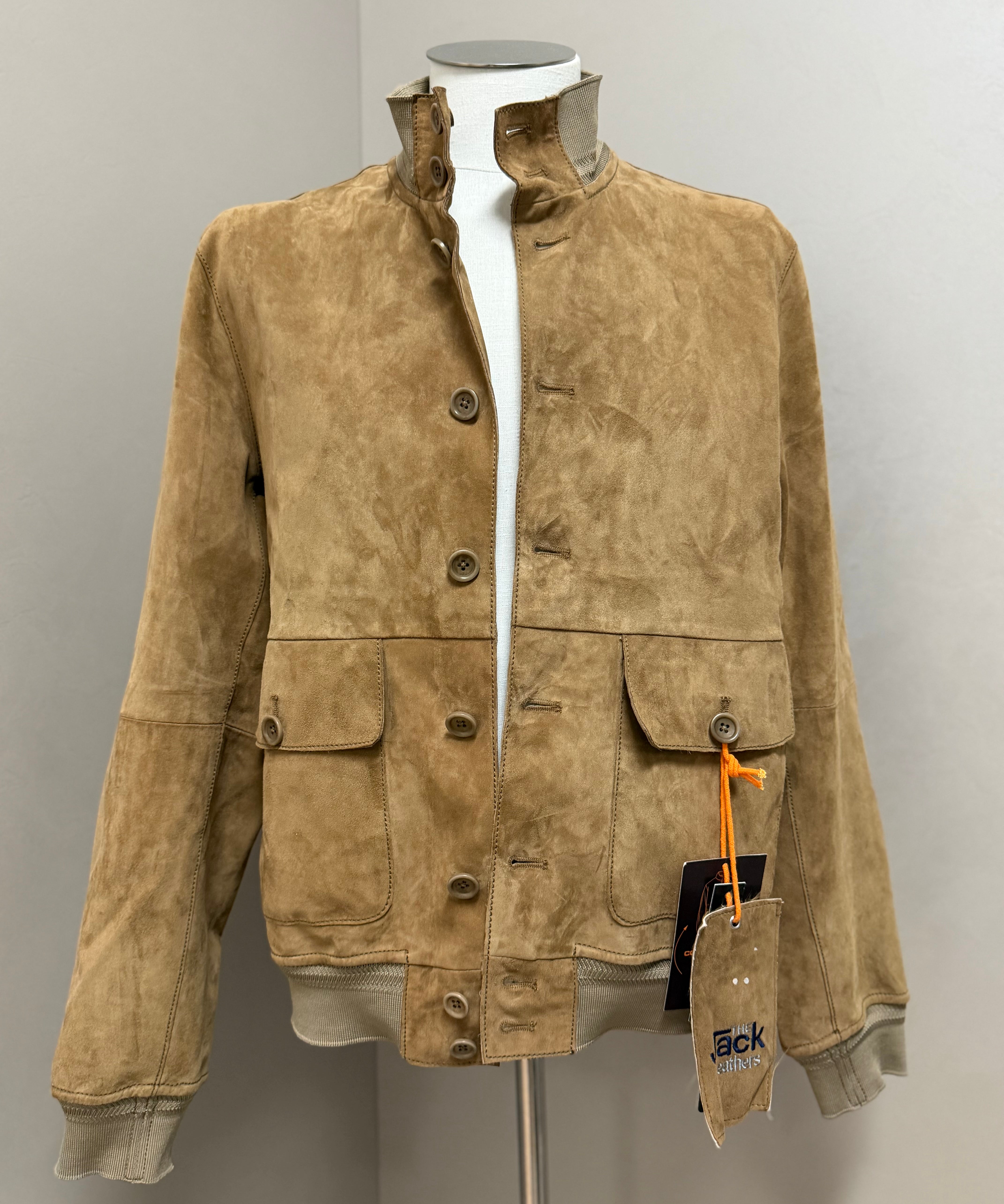 Giacca Uomo The Jack Leathers in Pelle Scamosciata Cognac – Collo Alto