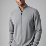 Kangra – Cardigan Full Zip in Puro Cotone Made in Italy – Grigio Chiaro Melange