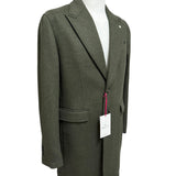 Manuel Ritz – Cappotto Monopetto in Misto Lana con Pin Rever – Verde Militare, immagine 7