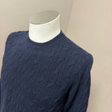 Maglione Uomo Alpha Studio Blu Navy a Trecce in Lana e Cashmere Made in Italy