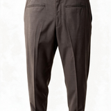 Berwich – Pantalone Sartoriale una Pinces in Misto Lana Stretch con Risvolto – Marrone Cioccolato