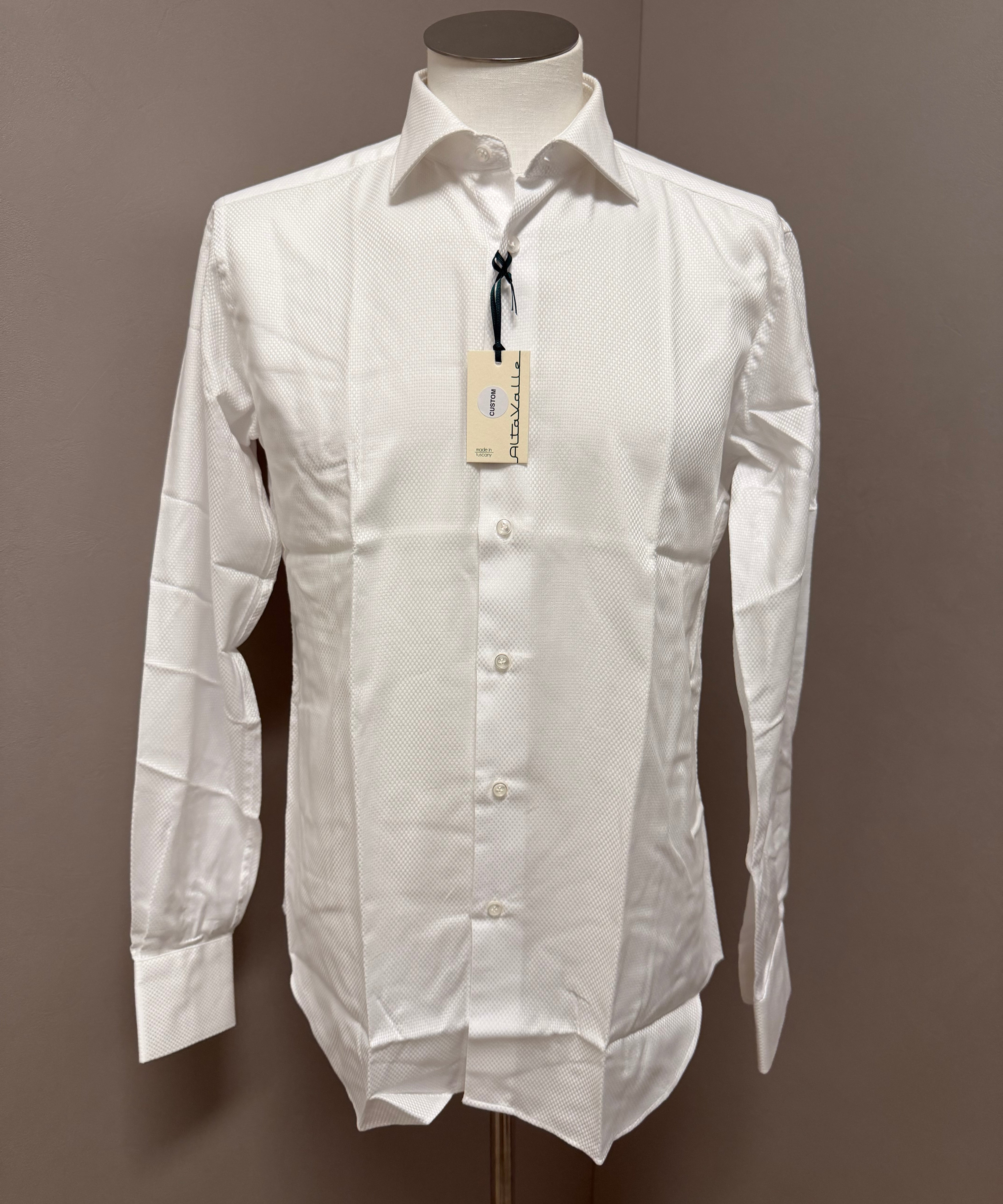 Altavalle – Camicia Sandro in Cotone Operato Micro-Texture – Bianco