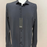 Yes-Zee Camicia Slim Fit in Tessuto Tecnico Stretch Nero