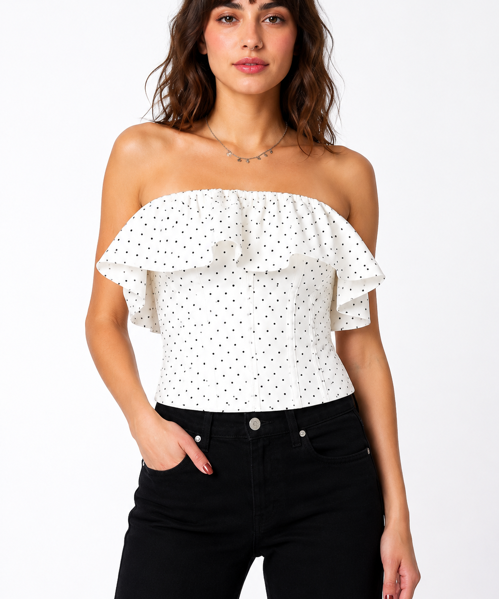 Zillah White Dot Top