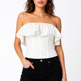 Zillah White Dot Top