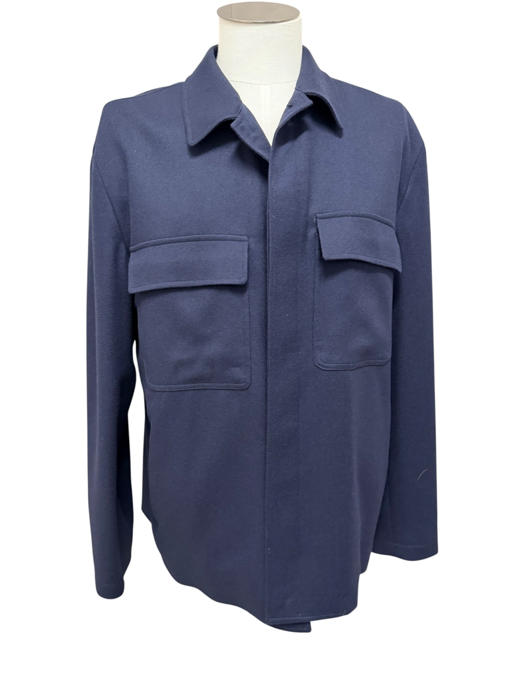 Giacca / Overshirt Lardini in Misto Lana e Kashmir blu, immagine 2