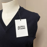 Gilet Uomo Alpha Studio in Lana Merino Extrafine – Blu Notte