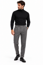 Pantalone Sartoriale Uomo Grigio con Pinces e Risvolto – Massimo Brunelli