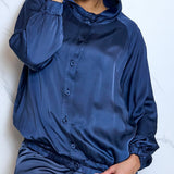 Satin hooded shirt