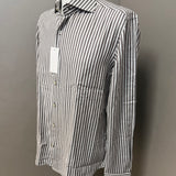 GHR – Camicia Uomo a Righe Verticali in Cotone – Marrone e Bianco, immagine 7