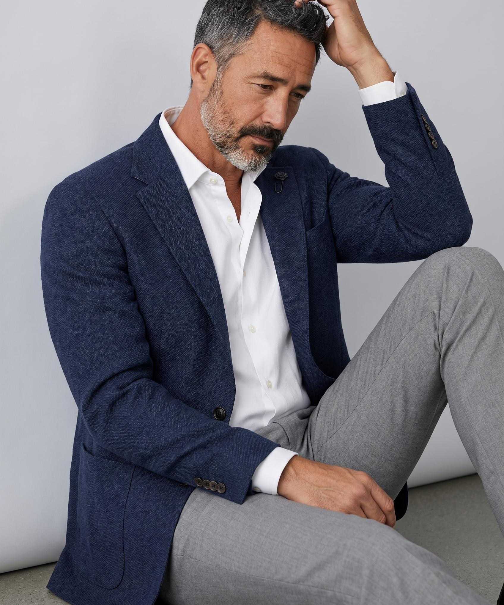 Lardini – Giacca Monopetto Sfoderata LIKNIT in Misto Lana e Cotone – Blu Notte